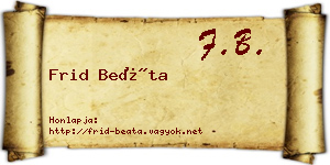 Frid Beáta névjegykártya
